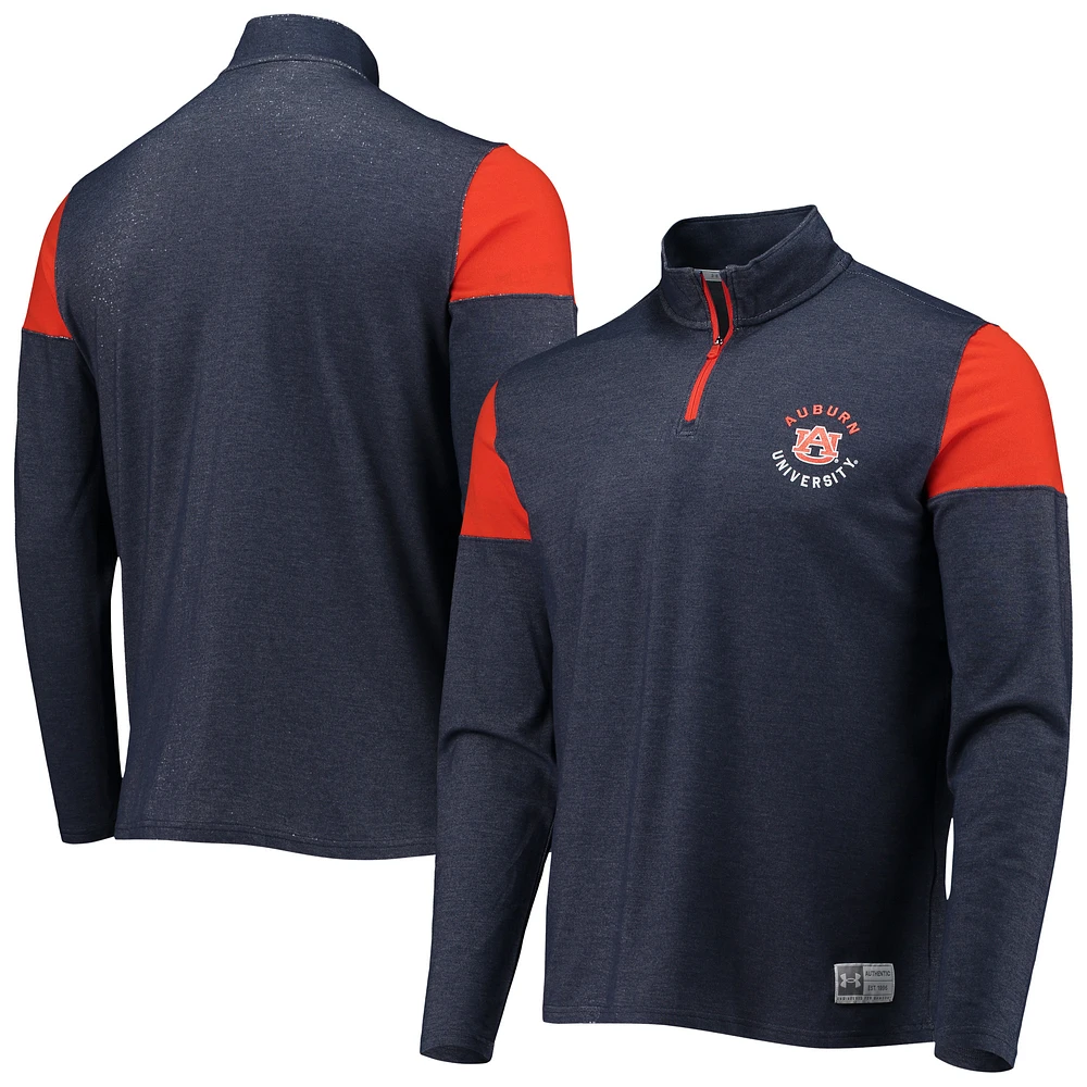 Men's Under Armour Navy Auburn Tigers Gameday Tri-Blend Quarter-Zip Jacket