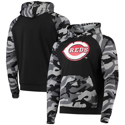 Men's FOCO Black Cincinnati Reds Camo Raglan Pullover Hoodie