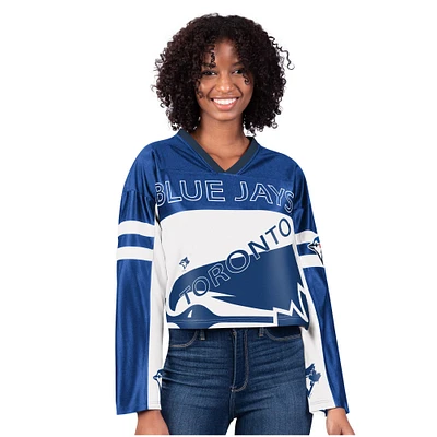 Women's Starter White Toronto Blue Jays Long Sleeve Jersey Crop Top