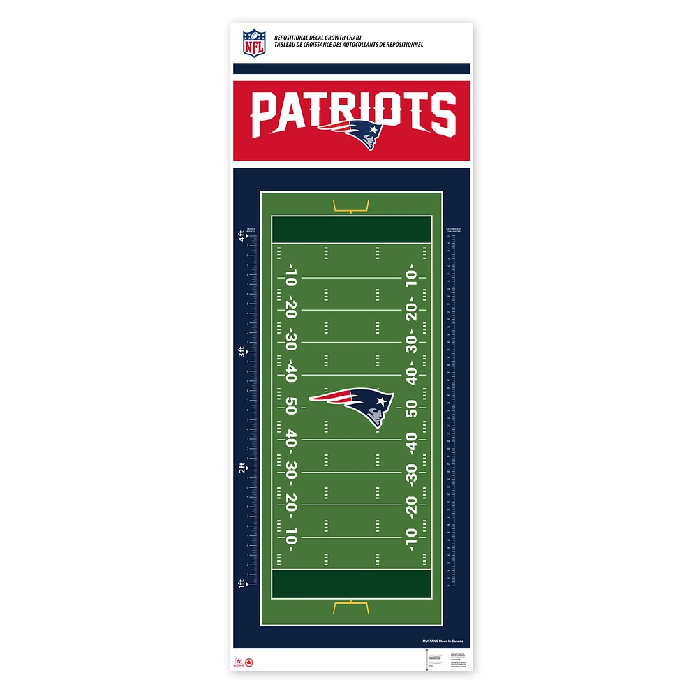 New England Patriots - 24'' x 60'' Field Repositionable Decal Growth Chart