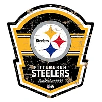 Black Pittsburgh Steelers - 22'' PVC Distressed Shield