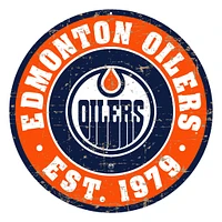 Edmonton Oilers - 12'' Round Distressed Wall Sign