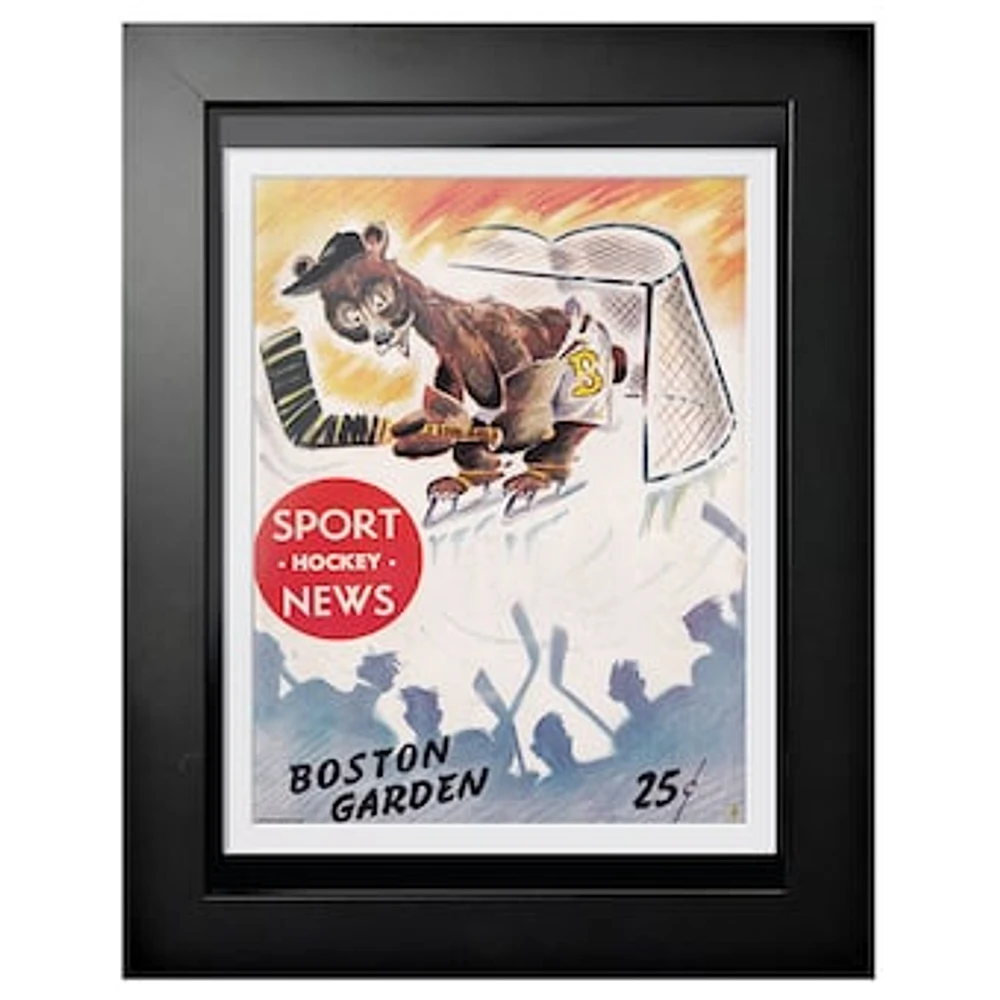 Boston Bruins Sport News Boston Garden Bear Goalie - 12'' x 16'' Framed Program Cover