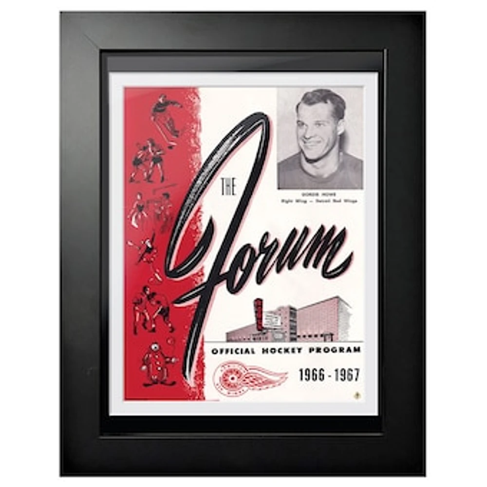 Gordie Howe Detroit Red Wings 1966 - 12'' x 16'' Framed Program Cover