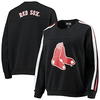Women's The Wild Collective Black Boston Red Sox Perforated Logo Pullover Sweatshirt