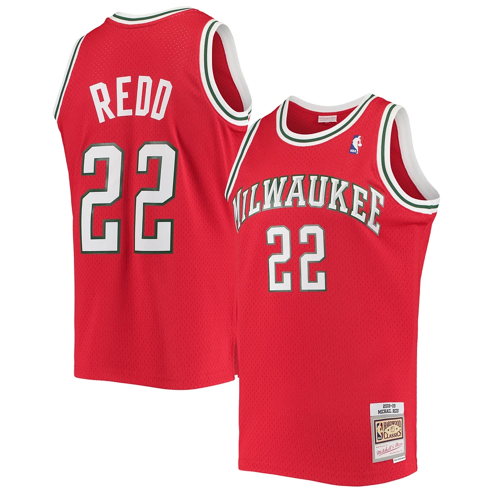 Men's Mitchell & Ness Michael Redd Red Milwaukee Bucks 2001/02 Hardwood Classics Swingman Jersey