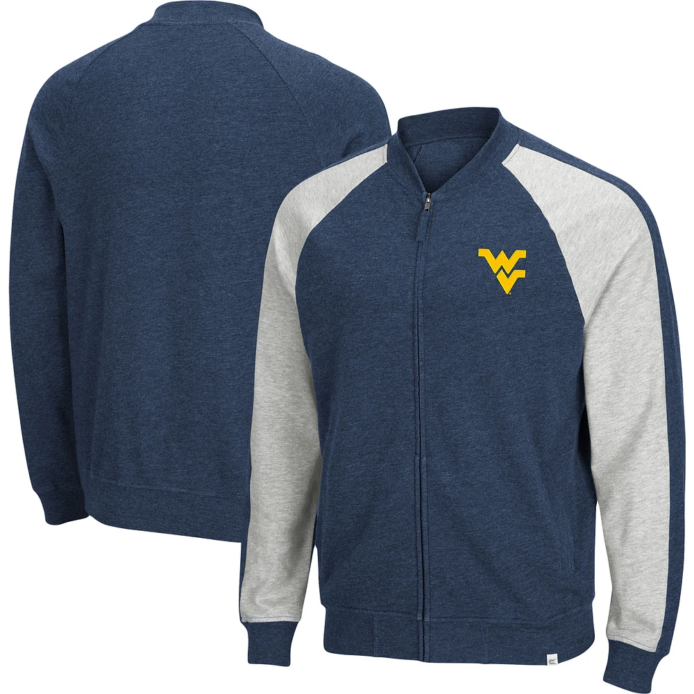 Men's Colosseum Navy West Virginia Mountaineers Do It With Style Raglan Full-Zip Jacket