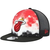 Men's New Era Black Miami Heat Hazy Trucker 9FIFTY Snapback Hat