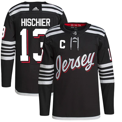 Men's adidas Nico Hischier Black New Jersey Devils Alternate Primegreen Authentic Player