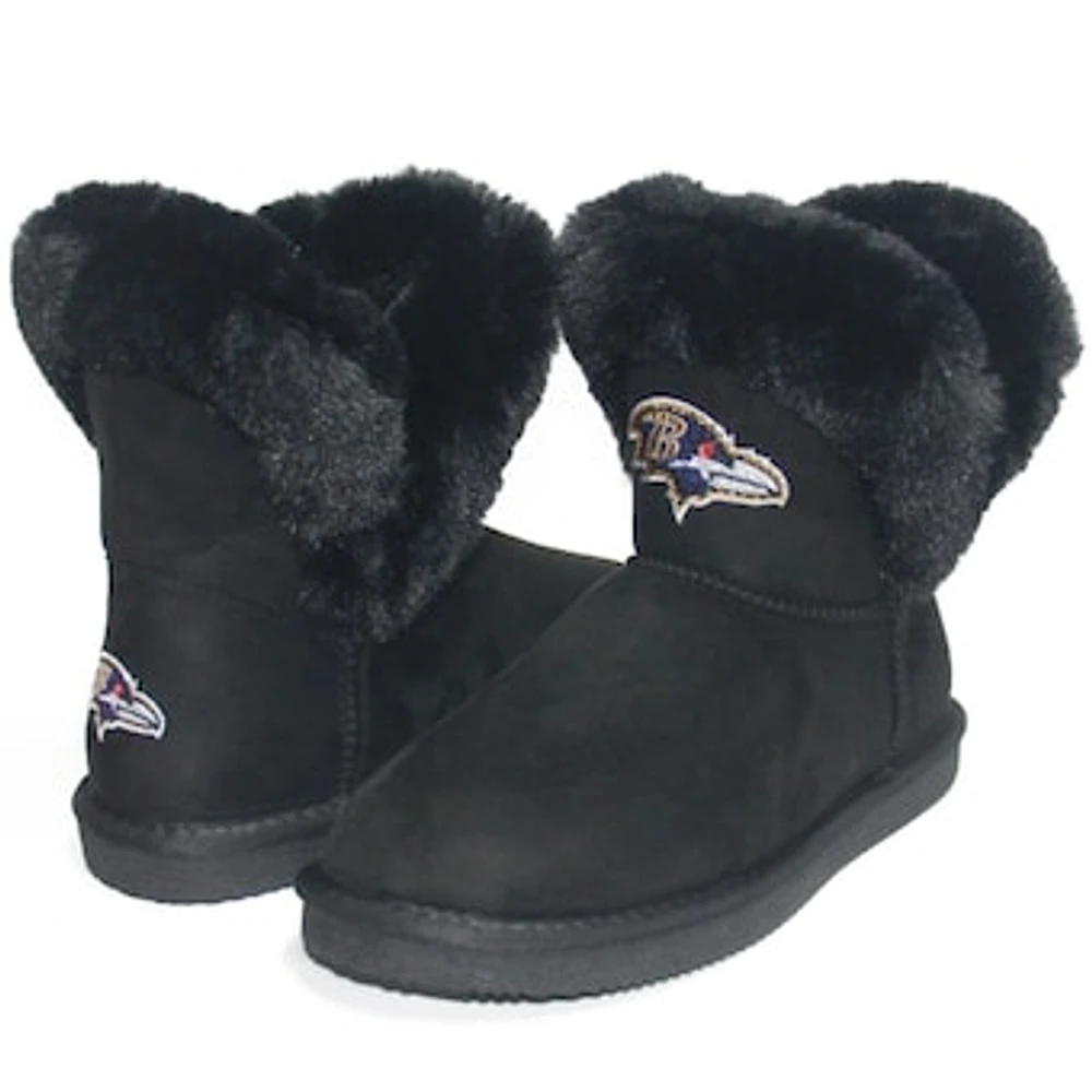 Women's Cuce Black Baltimore Ravens Faux Fur Boots