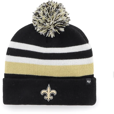 Men's '47 Black New Orleans Saints State Line Cuffed Knit Hat with Pom