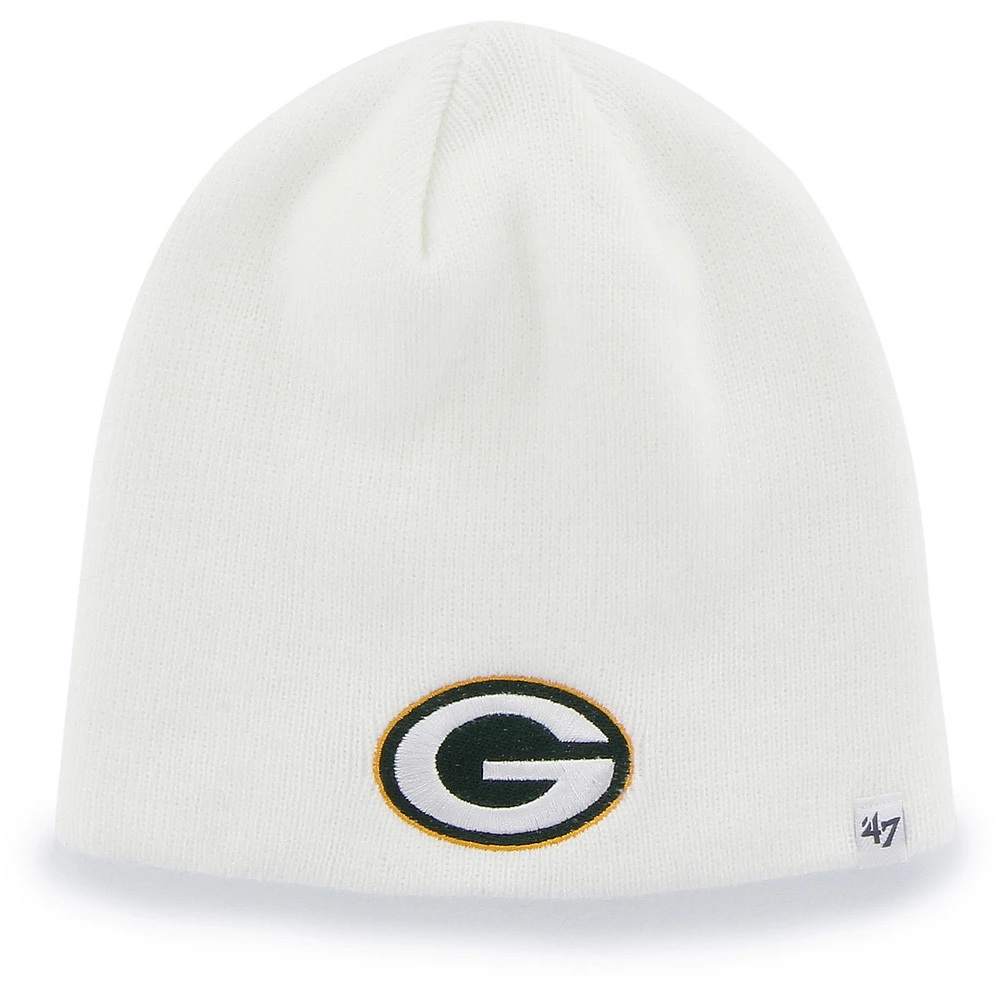 Men's '47 White Green Bay Packers Secondary Logo Knit Beanie