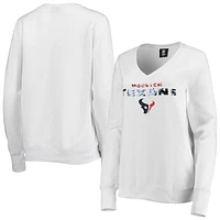 Women's Cuce White Houston Texans Victory V-Neck Pullover Sweatshirt