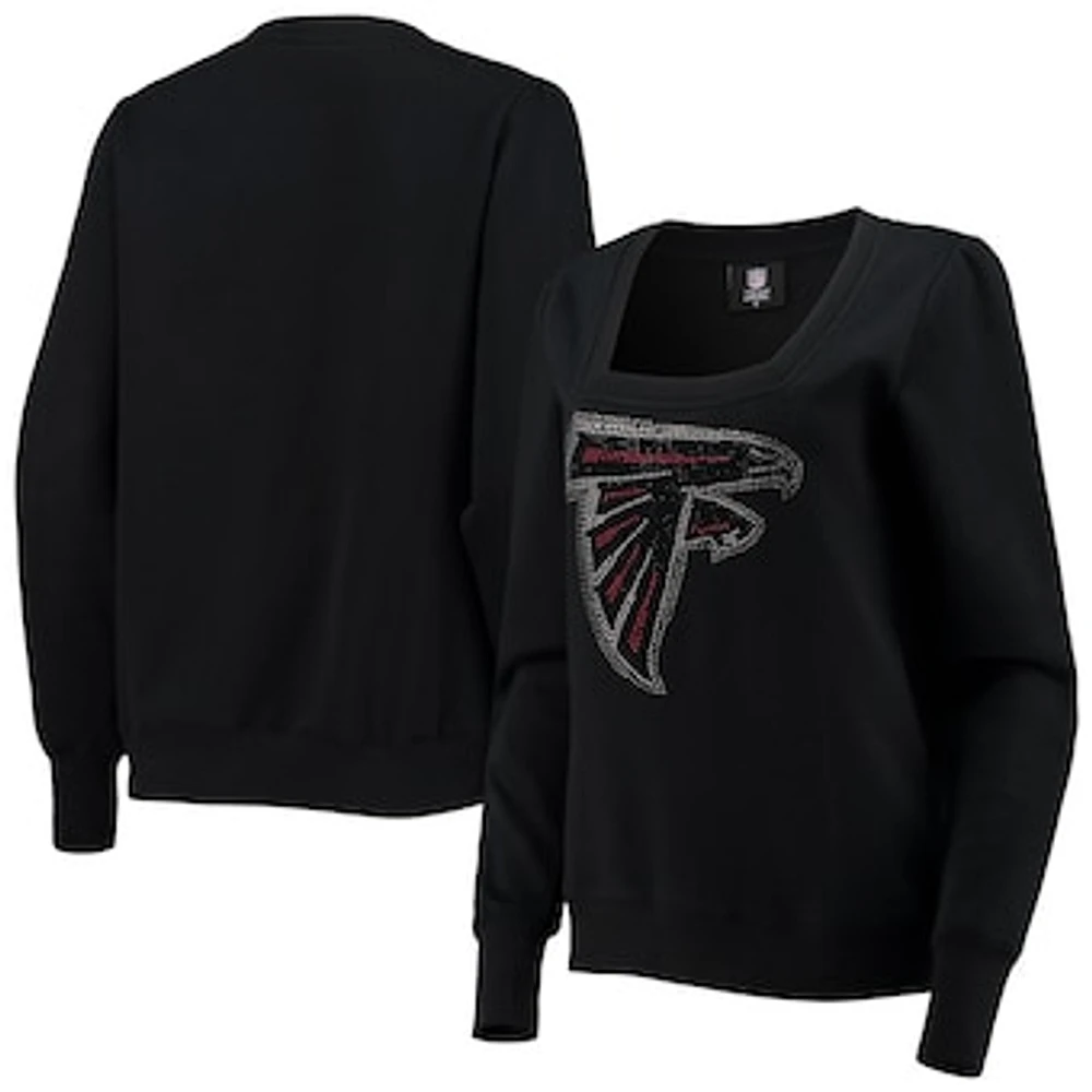 Women's Cuce Black Atlanta Falcons Winners Square Neck Pullover Sweatshirt