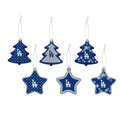 FOCO Los Angeles Dodgers Six-Pack Shatterproof Tree & Star - Ornament Set