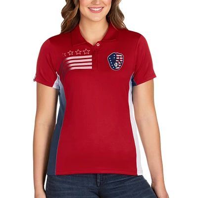 Women's Antigua Red/White Milwaukee Brewers Liberty Polo
