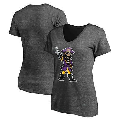 Women's Charcoal ECU Pirates PeeDee Mark V-Neck T-Shirt