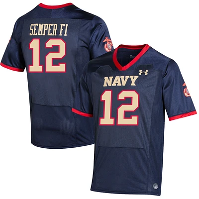 Men's Under Armour #12 Navy Midshipmen USMC Premier Special Game Replica Jersey