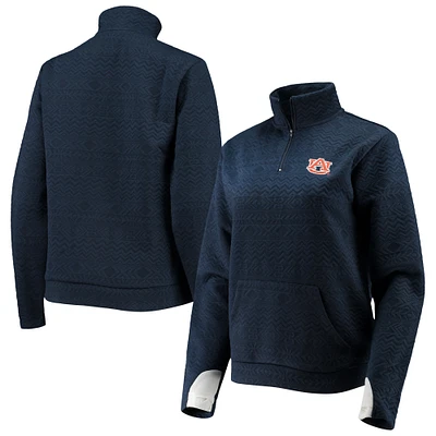 Women's Gameday Couture Navy Auburn Tigers Embossed Quarter-Zip Jacket