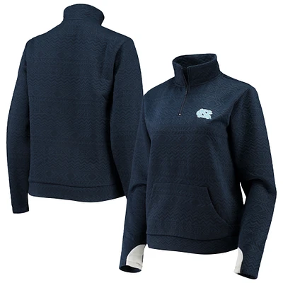 Women's Gameday Couture Navy North Carolina Tar Heels Embossed Quarter-Zip Jacket