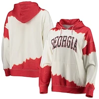 Women's Gameday Couture White/Red Georgia Bulldogs For the Fun Double Dip-Dyed Pullover Hoodie