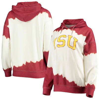 Women's Gameday Couture White/Cardinal Iowa State Cyclones For the Fun Double Dip-Dyed Pullover Hoodie