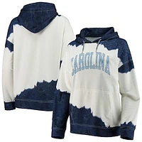 Women's Gameday Couture White/Navy North Carolina Tar Heels For the Fun Double Dip-Dyed Pullover Hoodie