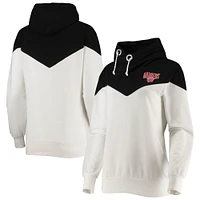 Women's Gameday Couture White/Black Wisconsin Badgers Old School Arrow Blocked Cowl Neck Tri-Blend Pullover Hoodie