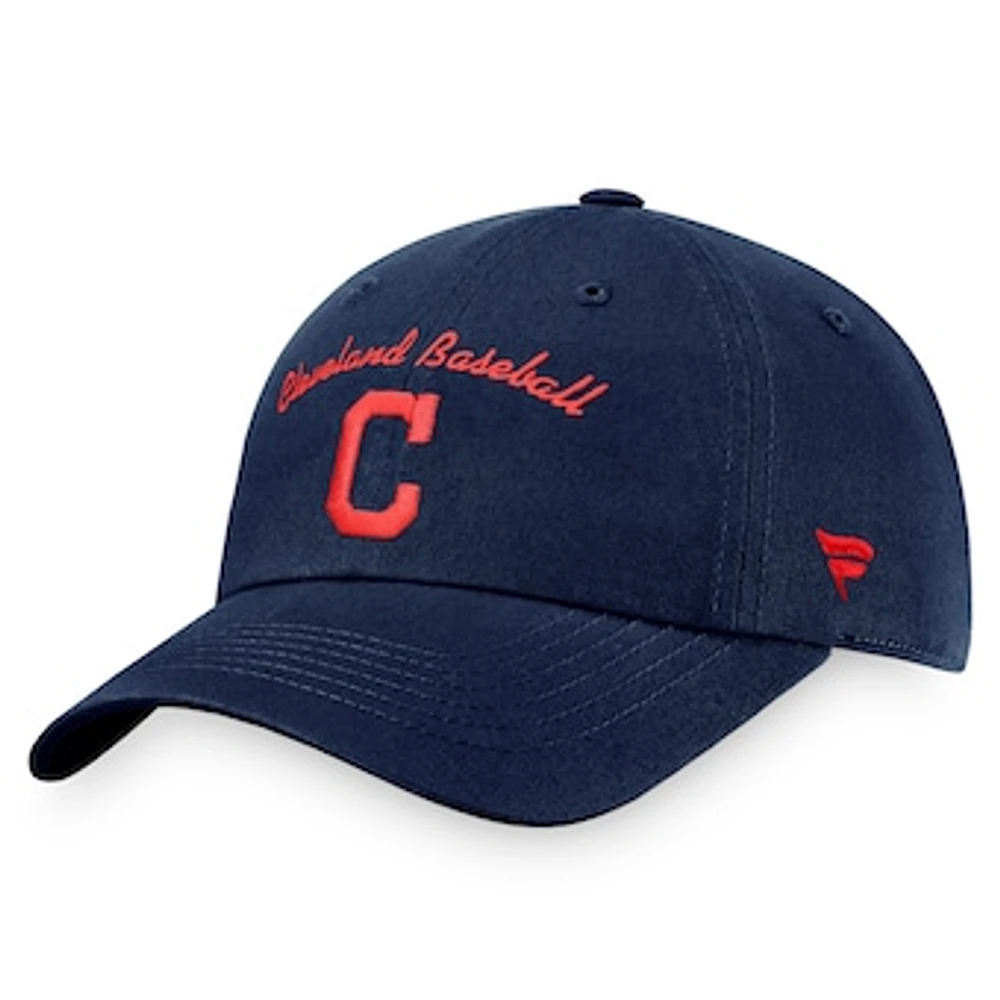 Women's Fanatics Navy Cleveland Indians Iconic Script Logo Adjustable Hat