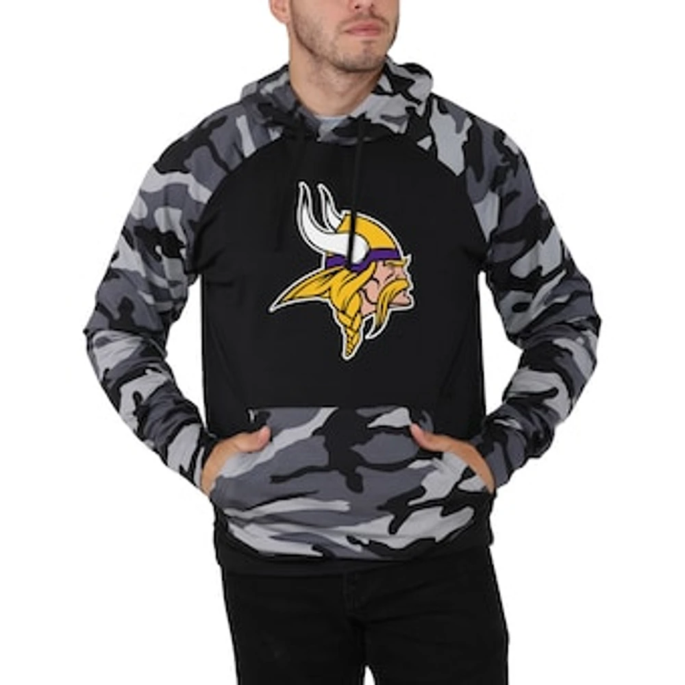 Men's FOCO Black/Camo Minnesota Vikings Raglan - Pullover Hoodie