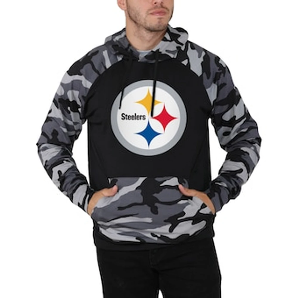 Men's FOCO Black/Camo Pittsburgh Steelers Raglan - Pullover Hoodie