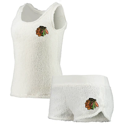 Women's Concepts Sport Cream Chicago Blackhawks Fluffy Sherpa Tank Top & Shorts Set