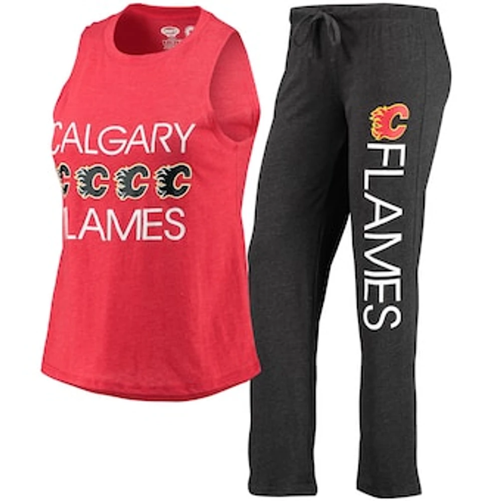 Women's Concepts Sport Red/Black Calgary Flames Meter Tank Top & Pants Sleep Set