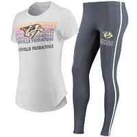 Women's Concepts Sport White/Charcoal Nashville Predators Sonata T-Shirt & Leggings Set