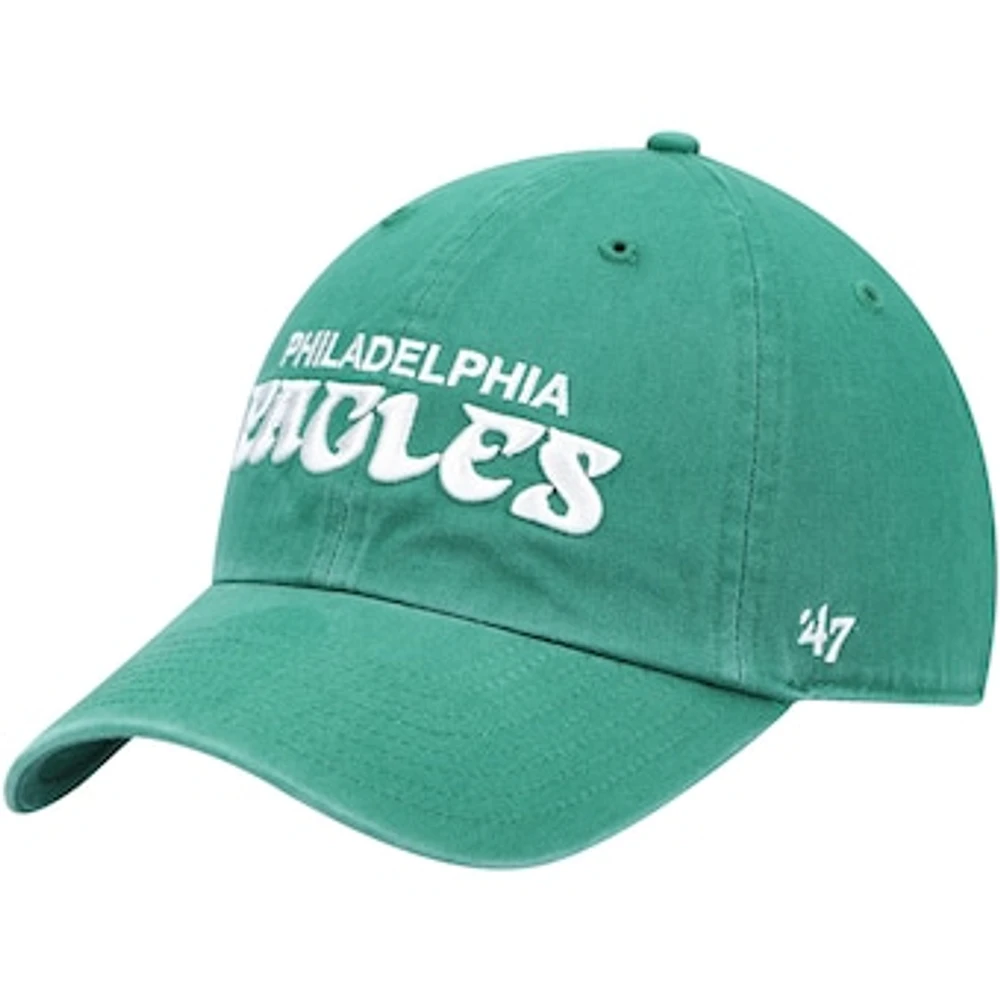 Men's '47 Kelly Green Philadelphia Eagles Clean Up Script Adjustable Hat