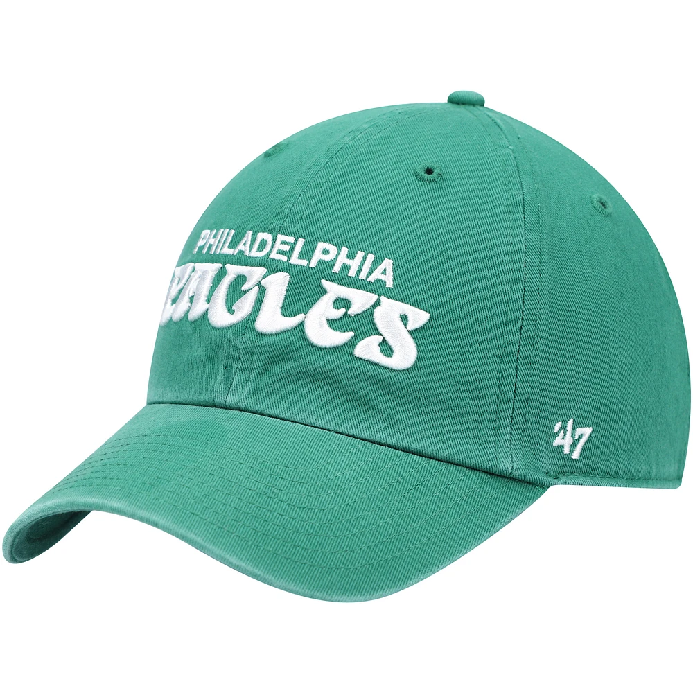 Men's '47 Kelly Green Philadelphia Eagles Clean Up Script Adjustable Hat