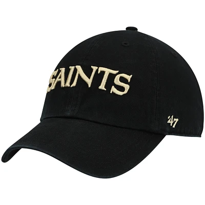 Men's '47 Black New Orleans Saints Clean Up Script Adjustable Hat