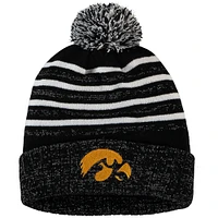 Women's Top of the World Black Iowa Hawkeyes Shimmering Cuffed Knit Hat with Pom