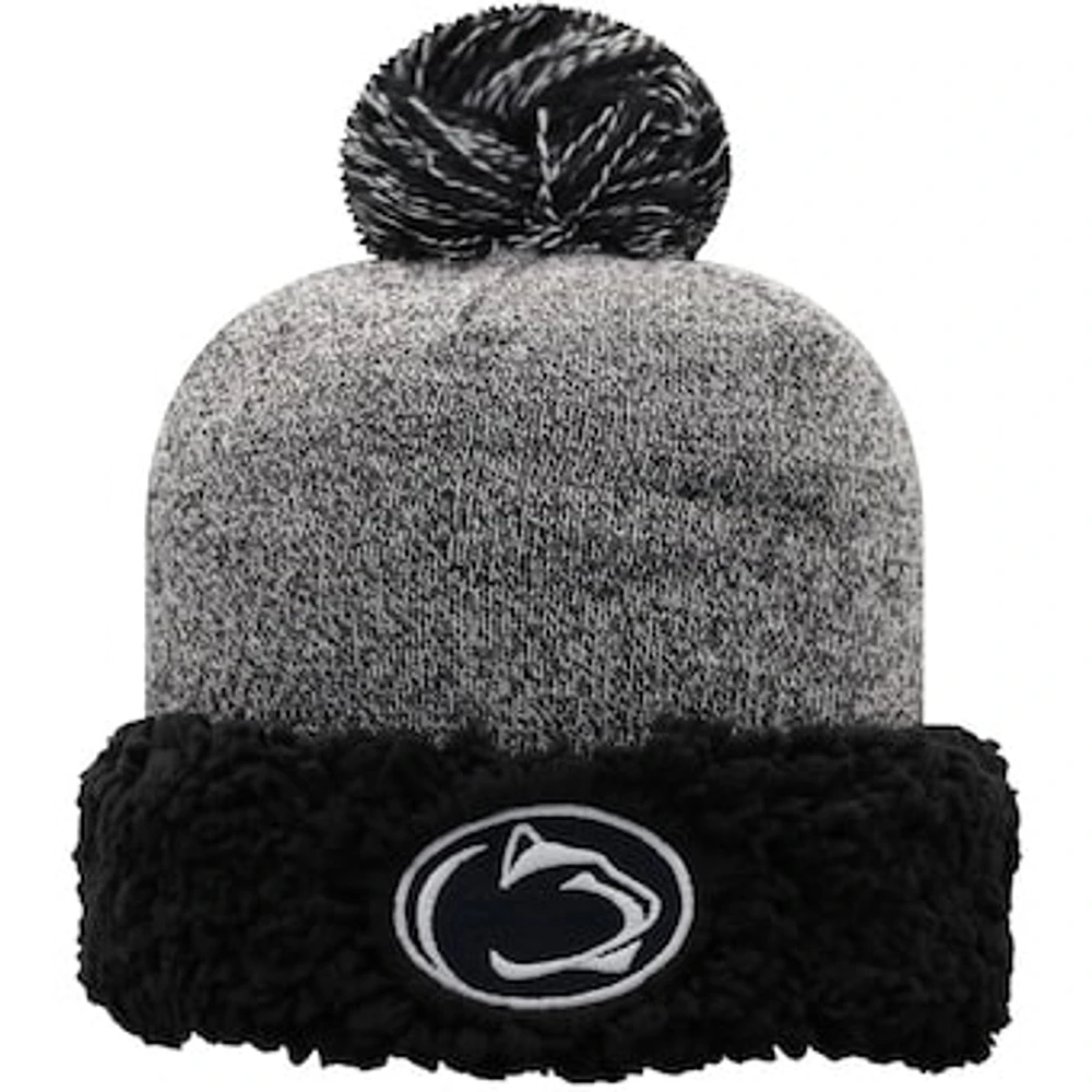 Women's Top of the World Black Penn State Nittany Lions Snug Cuffed Knit Hat with Pom