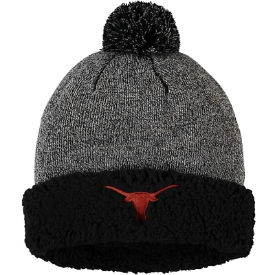 Women's Top of the World Black Texas Longhorns Snug Cuffed Knit Hat with Pom