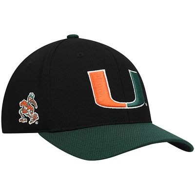 Men's Top of the World Black/Green Miami Hurricanes Two-Tone Reflex Hybrid Tech Flex Hat