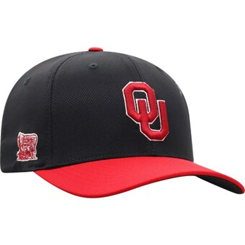 Men's Top of the World Black/Crimson Oklahoma Sooners Two-Tone Reflex Hybrid Tech Flex Hat