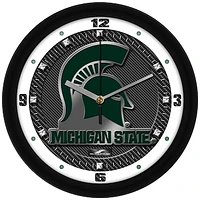 Michigan State Spartans 11.5'' Suntime Premium Glass Face Carbon Fiber Wall Clock
