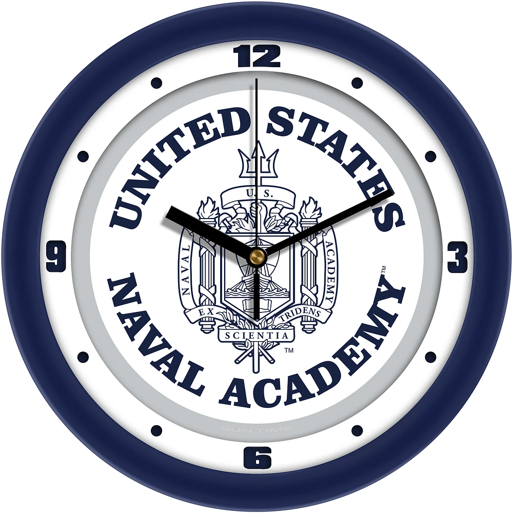 Navy Midshipmen 11.5'' Suntime Premium Glass Face Traditional Logo Wall Clock