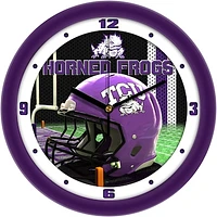 TCU Horned Frogs 11.5'' Suntime Premium Glass Face Football Helmet Wall Clock