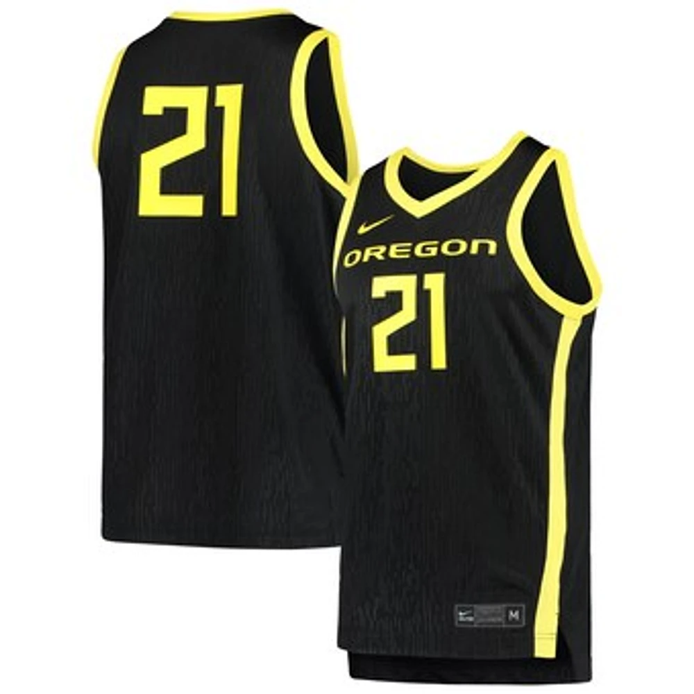 Men's Nike #21 Black Oregon Ducks Team Replica Basketball Jersey