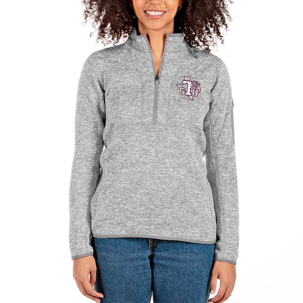 Women's Antigua Gray Texas Southern Tigers Fortune Half-Zip Pullover Jacket