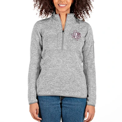 Women's Antigua Gray Texas Southern Tigers Fortune Half-Zip Pullover Jacket
