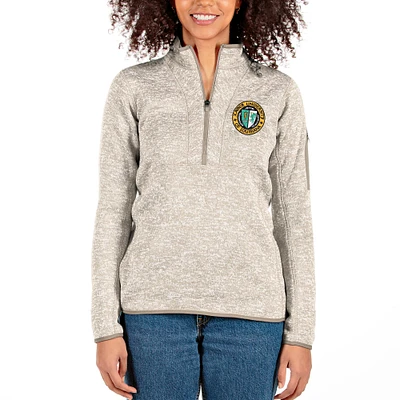 Women's Antigua Oatmeal XULA Gold Fortune Half-Zip Pullover Jacket