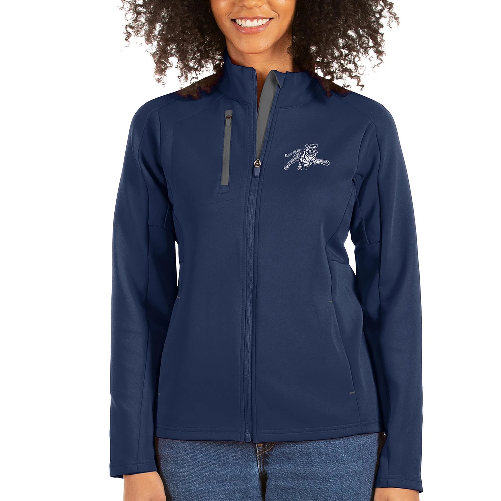 Women's Antigua Navy/Charcoal Jackson State Tigers Generation Full-Zip Jacket